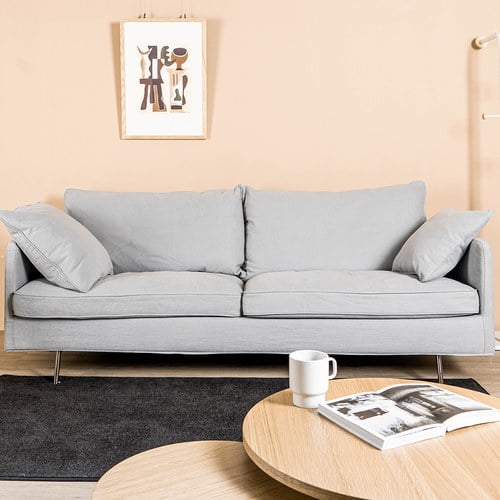 波蘭Sits Julia俐落金屬腳三人沙發 (亮灰)