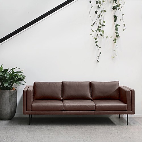 波蘭 Sits Sigge派皮酥塔皮革3.5人沙發 (深棕)