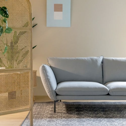 波蘭Sits Hugo金屬腳布面三人沙發 (亮灰G)