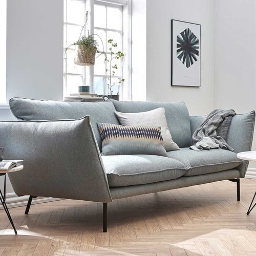 波蘭Sits Hugo金屬腳布面三人沙發 (亮灰B)