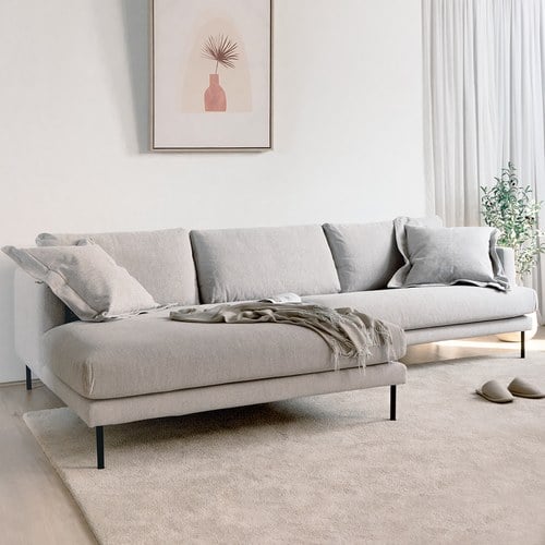 波蘭Sits Britt簡約品格布面左向四人沙發 (淺麻灰B)