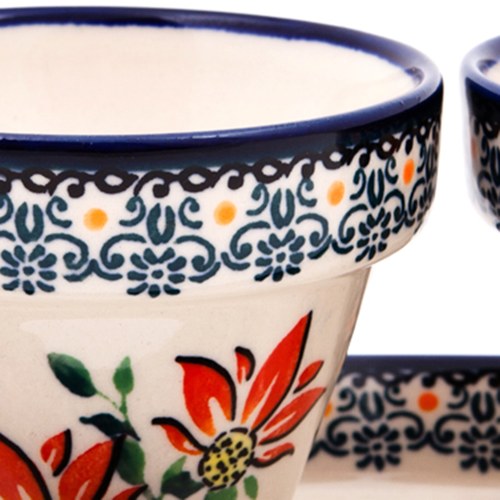 波蘭 Zaklady 紅火花季陶瓷陶瓷盆栽3入組