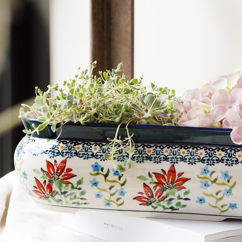 波蘭 Zaklady 紅火花季陶瓷盆栽 (長31公分)