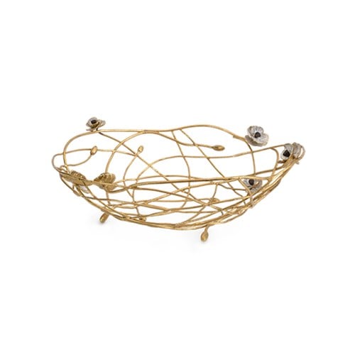 美國MichaelAram 瀲灩銀蓮花枝枒鏤空裝飾托盤