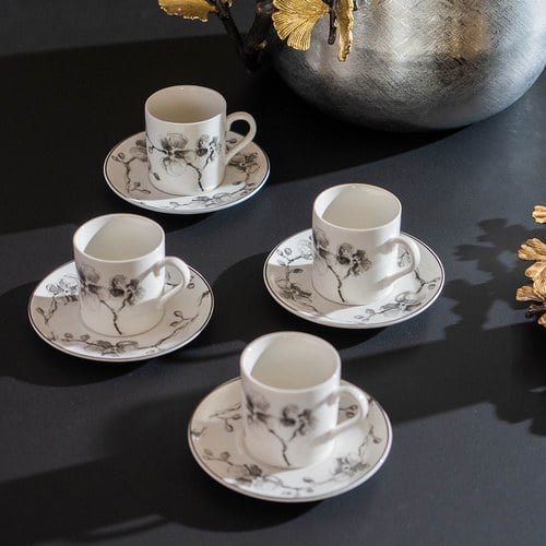 美國Michael Aram 黑蘭花系列午茶杯盤組 (4入)