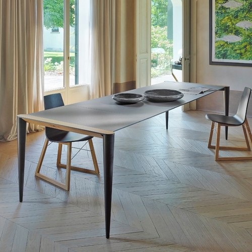 義大利HORM BOLERO奈米錐形腳可延伸餐桌 (黑)