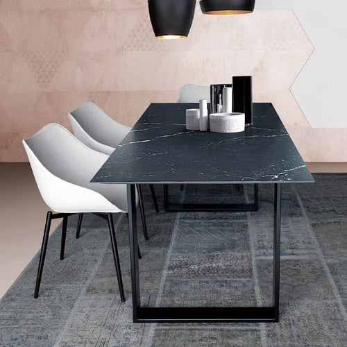 義大利OliverB HUB雅士陶瓷餐桌 (曜黑、長160公分)