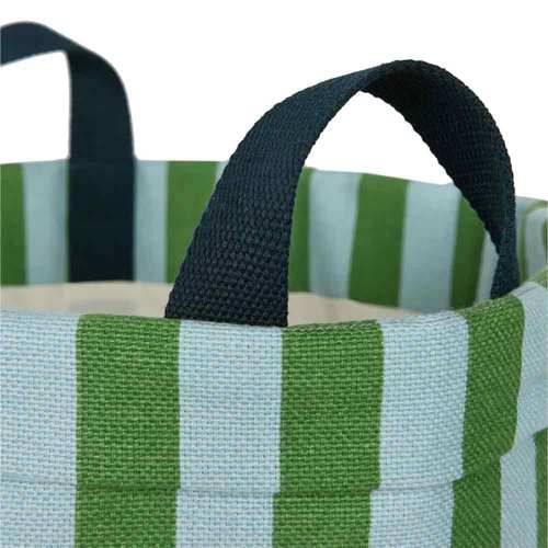 西班牙Nobodinoz 大型圓形收納籃－綠藍條紋