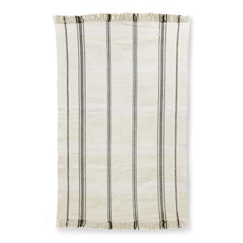 荷蘭 HkLiving 質感編織條紋地毯 (白)