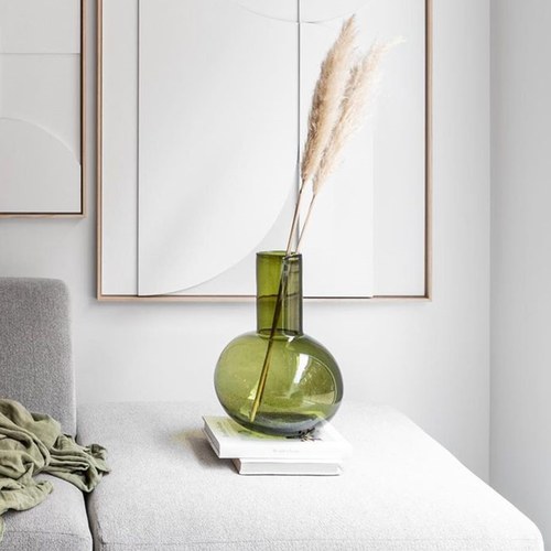 荷蘭HkLiving 碧玉綠口吹玻璃花器