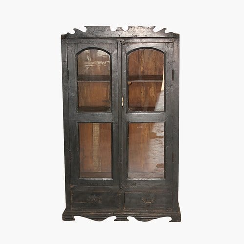 荷蘭RawMaterials 深木雕花雙門展示櫃 (高159公分)