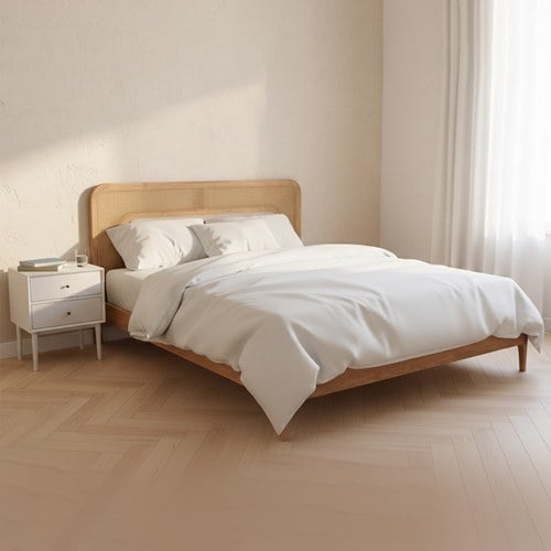 夏馬Shiamal Home 藤編床架 (加大雙人、原木色)