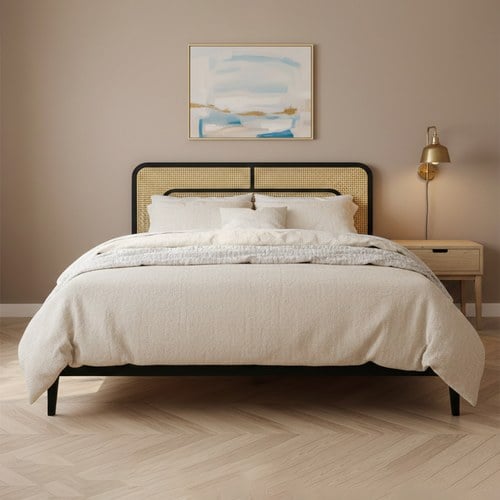 夏馬Shiamal Home 藤編床架 (加大雙人、黑色)