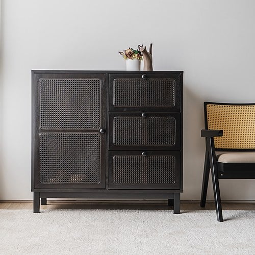 夏馬Shiamal Home 藤編收納櫃(黑色)