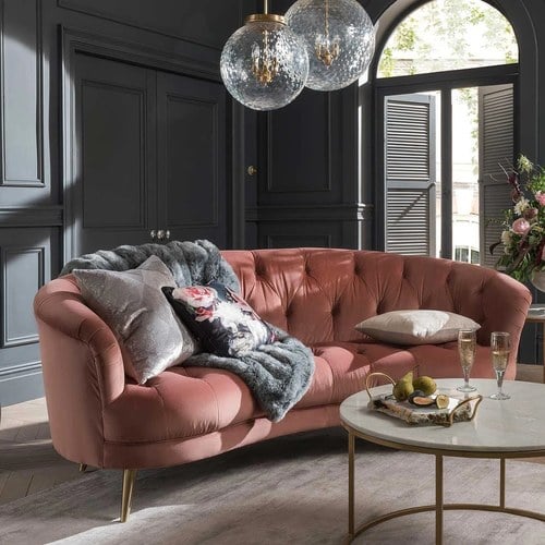 英國Alexander&James 英倫古典圓弧三人沙發 (薔薇粉)