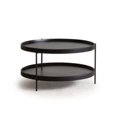 丹麥Tolv Humla 立體邊緣雙層圓形茶几 (黑、直徑90cm)