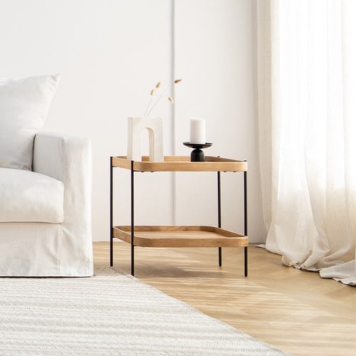 丹麥Tolv Humla 立體邊緣雙層方形邊桌(橡木)