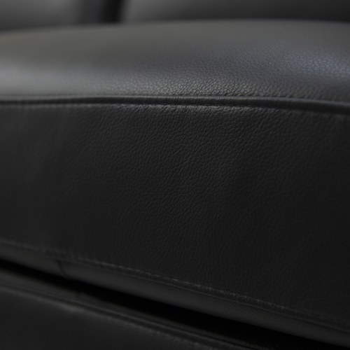 波蘭Sits 幾何方塊皮革三人沙發 (黑)