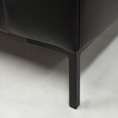 波蘭Sits 幾何方塊皮革三人沙發 (黑)