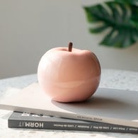 德國BULL&STEIN 石櫻粉陶瓷釉光蘋果雕塑 (室內、直徑12公分)