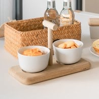 英國LSA Dine白瓷橡木點心架 (寬13公分)-DI60