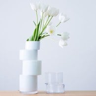 英國LSA 堆疊藝術花器 (霧白、高35公分)-TD06