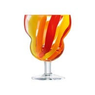 英國LSA Folk豔彩條紋低腳酒杯2入組 (橘黃、280毫升)-FK04