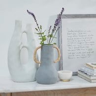 丹麥Lene Bjerre 撞色雙耳花器 (深灰、高25.5公分)