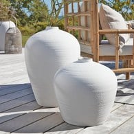 丹麥Lene Bjerre 質樸陶作窄口花器 (白、高21公分)