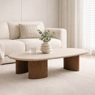 丹麥Natadora KORA科拉島嶼茶几 (洞石/拿鐵橡木/高28公分)