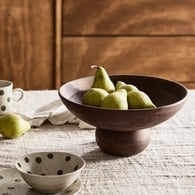 丹麥Nordal VITELLO 芒果木高腳裝飾碗