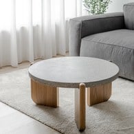 丹麥Tolv 水磨石面圓形茶几 (暖灰)