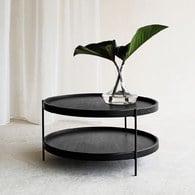 丹麥Tolv Humla 立體邊緣雙層圓形茶几 (黑、直徑69cm)