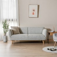 丹麥Tolv 柔軟線條布面三人沙發 (米灰)