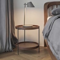 丹麥Tolv Humla 立體邊緣雙層圓形邊桌 (胡桃木、44公分)