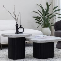 丹麥Tolv 京都園水磨石茶几 (灰/黑)