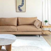 丹麥Tolv Weekend北歐假日皮革沙發 (奶茶、190公分)