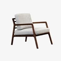 丹麥Tolv 斜背休閒布面單人沙發 (混麻灰/胡桃木)