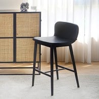 丹麥Tolv Puddle圓弧流線型吧台椅 (皮革/黑)