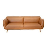 丹麥Tolv 柔軟線條皮革三人沙發 (棕)