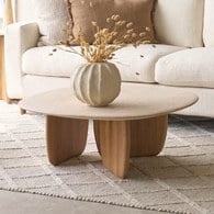 丹麥Tolv 三角摩登洞石茶几 (橡木、90公分)