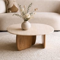 丹麥Tolv 三角摩登洞石茶几 (填平版-橡木、90公分)