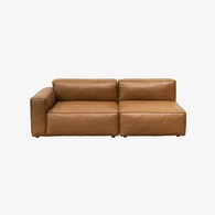 丹麥Tolv Baker積木皮革一字沙發 (左向、焦糖、長210公分)