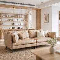 丹麥Tolv Weekend北歐假日皮革沙發 (奶茶色、270公分)