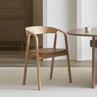 丹麥 Tolv Inlay圓柔扶手單椅 (皮革/橡木)