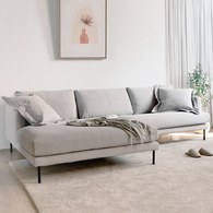 波蘭Sits Britt簡約品格布面左向四人沙發 (淺麻灰B)