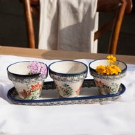 波蘭 Zaklady 紅火花季陶瓷陶瓷盆栽3入組