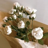 荷蘭Emerald人造花藝 白色迷你玫瑰花 (57公分)