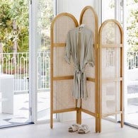 荷蘭HkLiving 圓弧狀微簍空手工藤編屏風