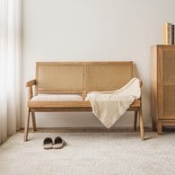 夏馬Shiamal Home 藤編靠背長凳 (原木色)